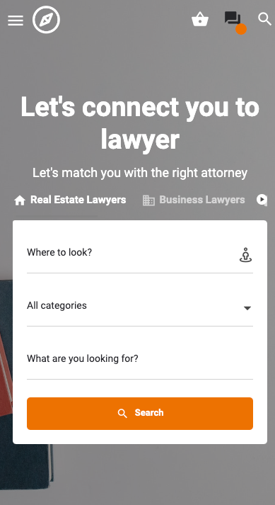 Attorney Finder Mobile View Homepage